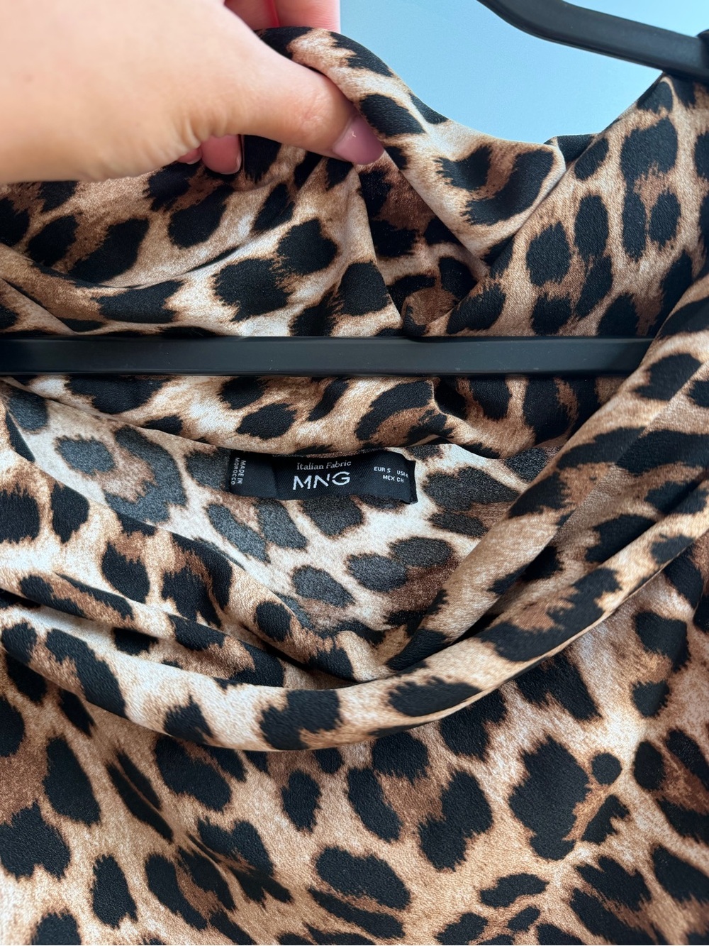 MANGO Leopard Print Off Shoulder Long Sleeve Mini Dress - Picture 3 of 4